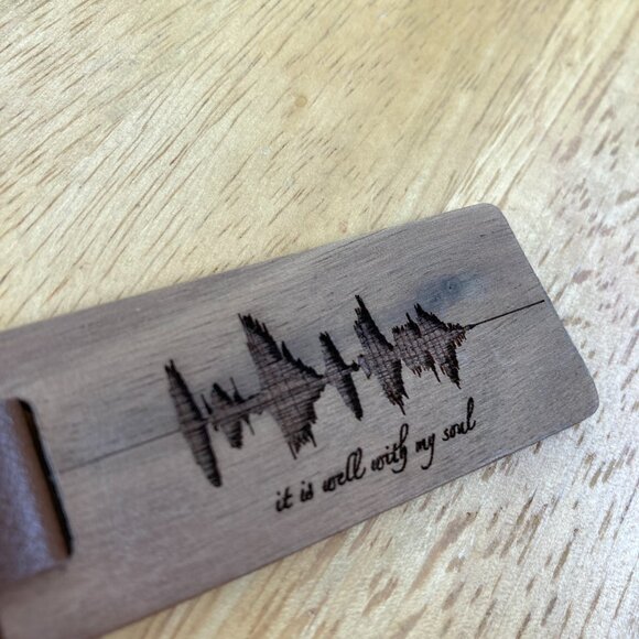 It Is Well With My Soul Soundwave Wooden Keychain - Picture 2 of 4